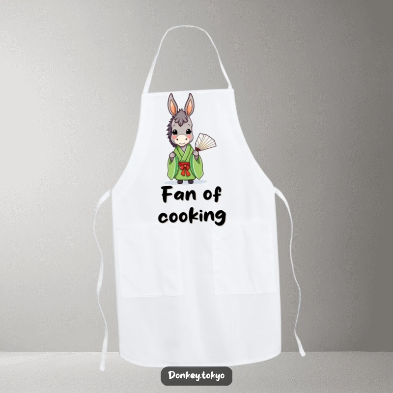 Funny donkey in a green kimono, apron design, adding a humorous and graceful touch to kitchen activities.