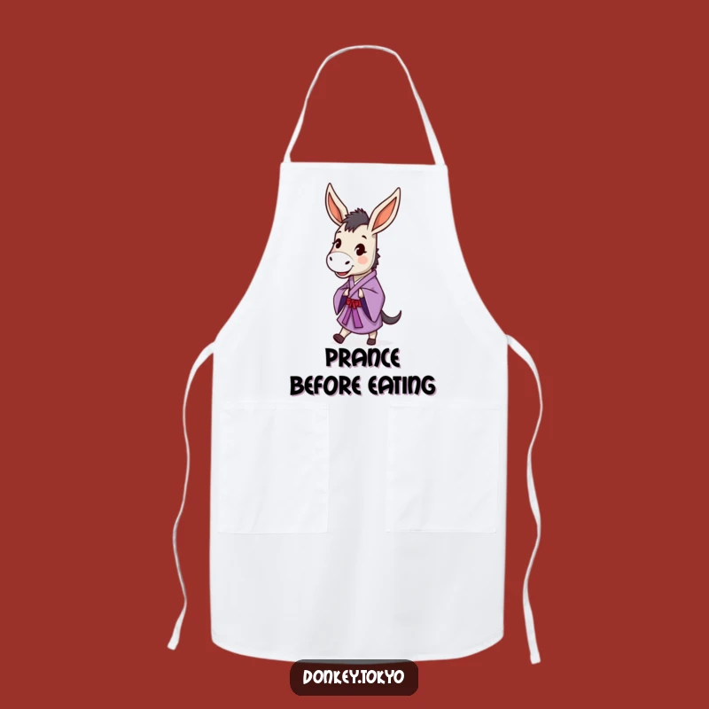 Funny Prancing Donkey Purple Kimono Apron, Happy Chef, Hilarious Kitchen Dance Gift