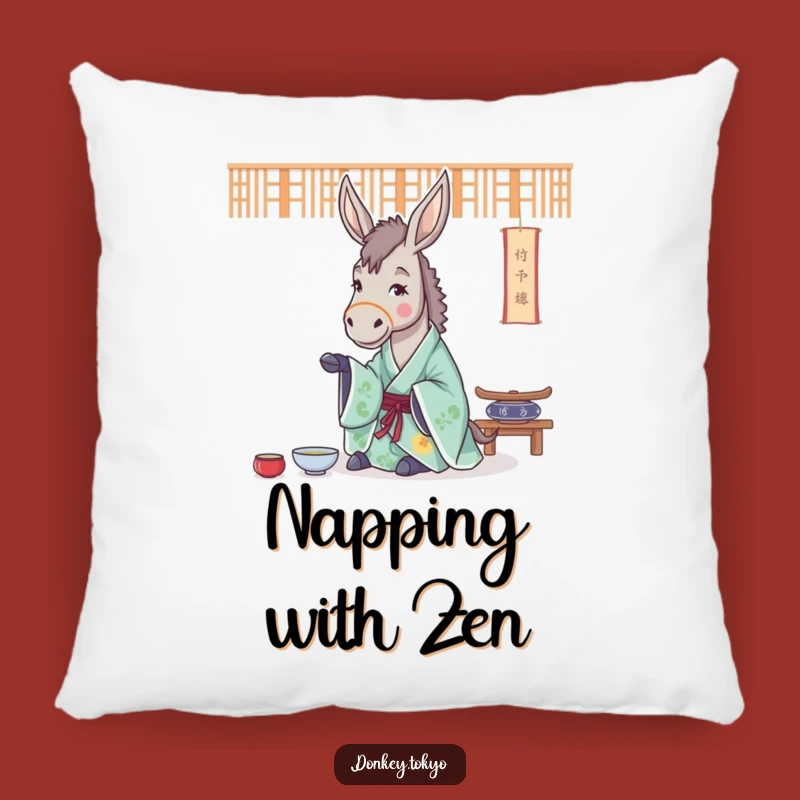 Funny Donkey Tea Ceremony Pillow: Cozy Zen Cushion, Humorous Gift