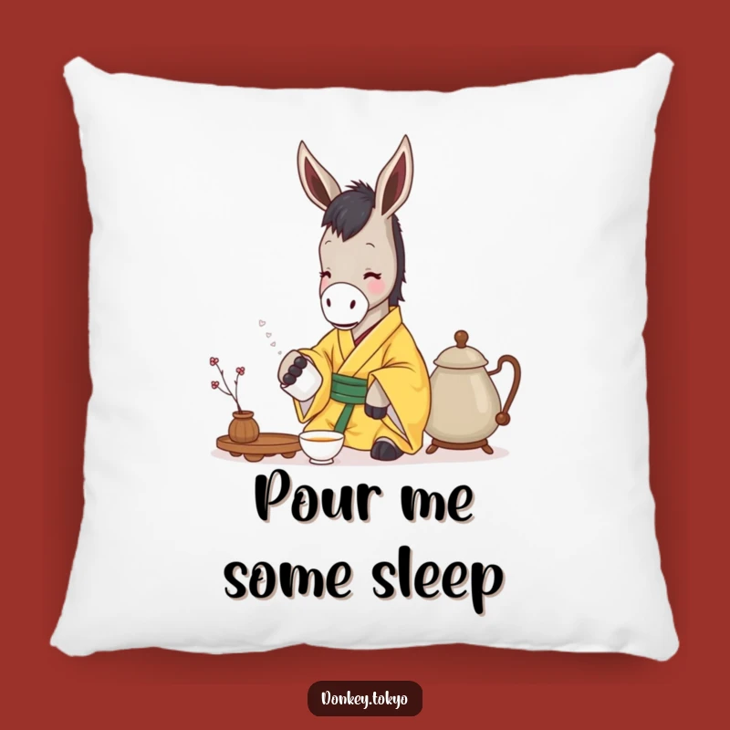 Cozy Funny Serene Donkey Yellow Kimono Pillow, Tea Pourer, Humorous Comfort Gift