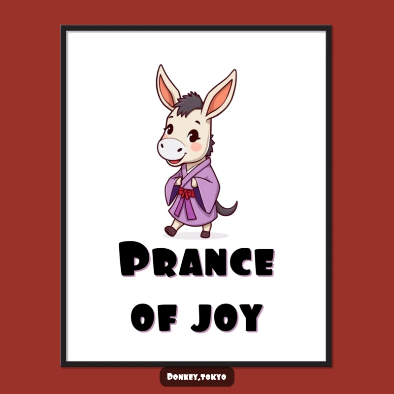 Funny Prancing Donkey Purple Kimono Digital Art, Happy Dancer Printable, Instant Hilarious Gift