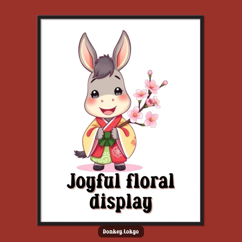 Jovial Donkey Kimono Art Print: Instant Cheerful Decor