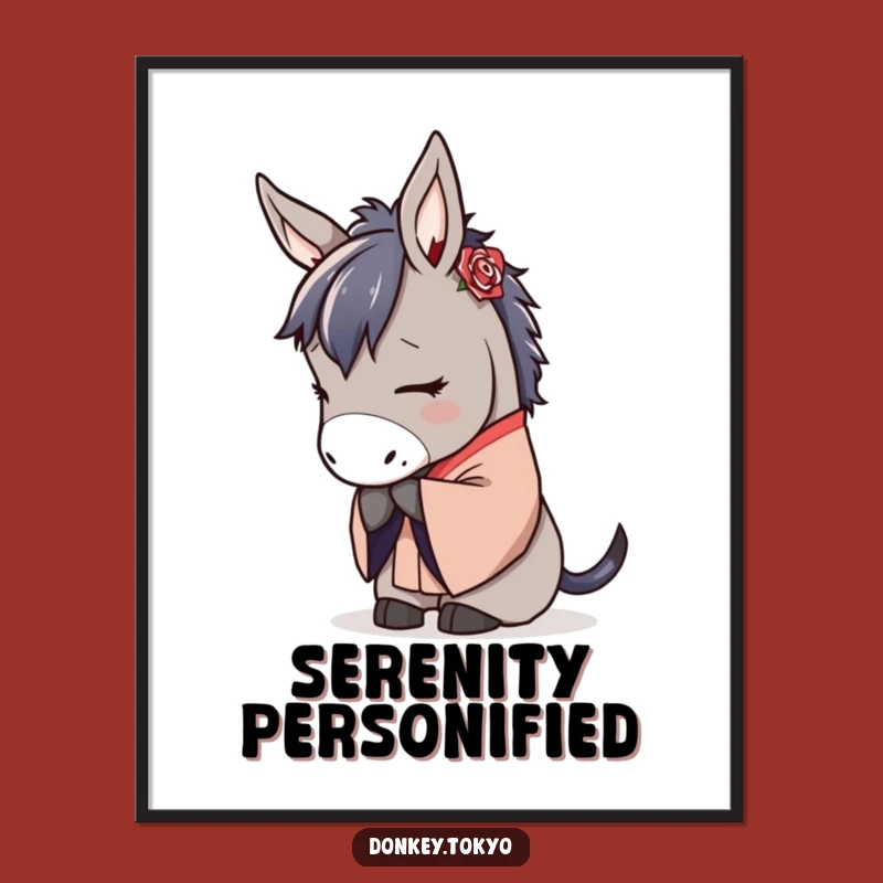 Serene Donkey Kimono Art Print: Instant Elegant Decor & Calm