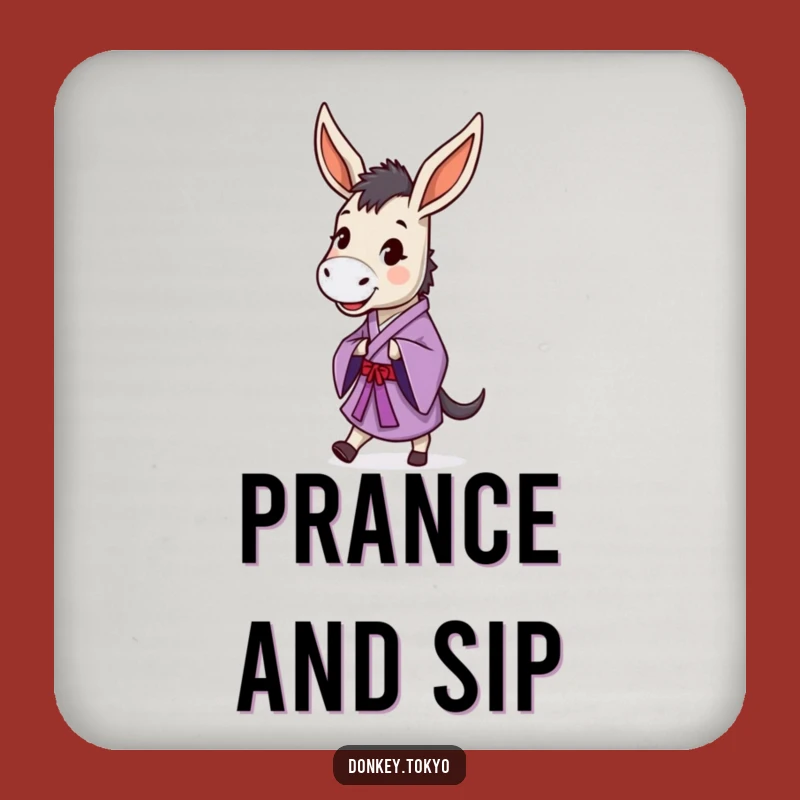 Funny Prancing Donkey Purple Kimono Coaster, Happy Dancer, Hilarious Home Decor Gift