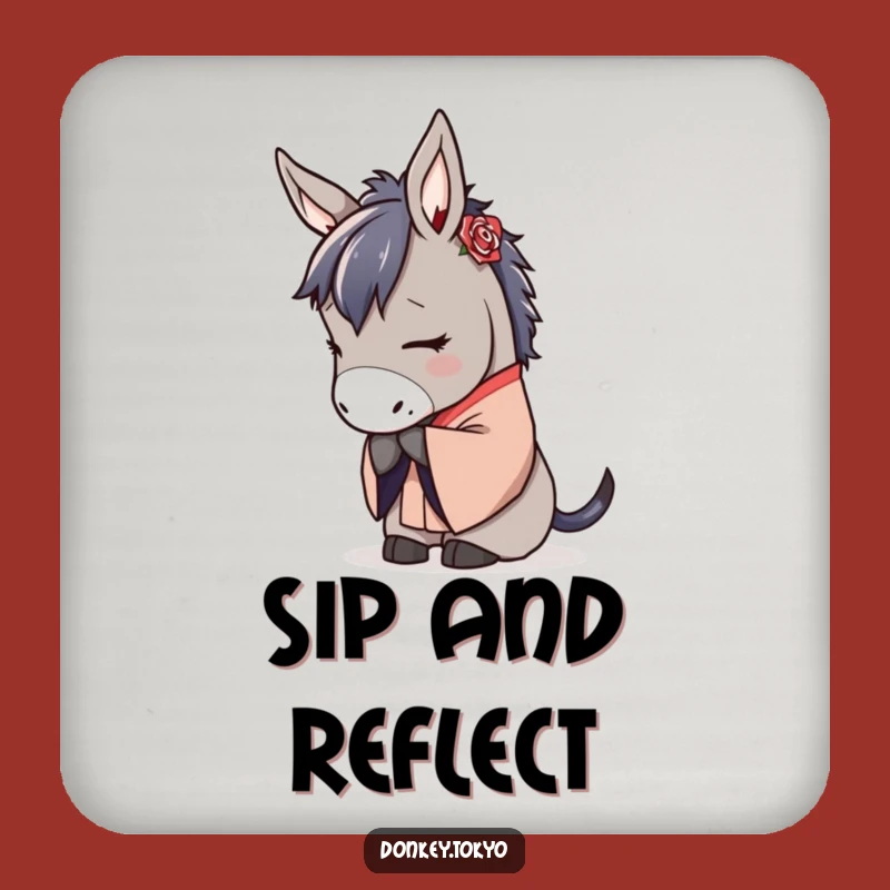 Serene Donkey Kimono Coasters: Elegant Protection with Gentle Humor