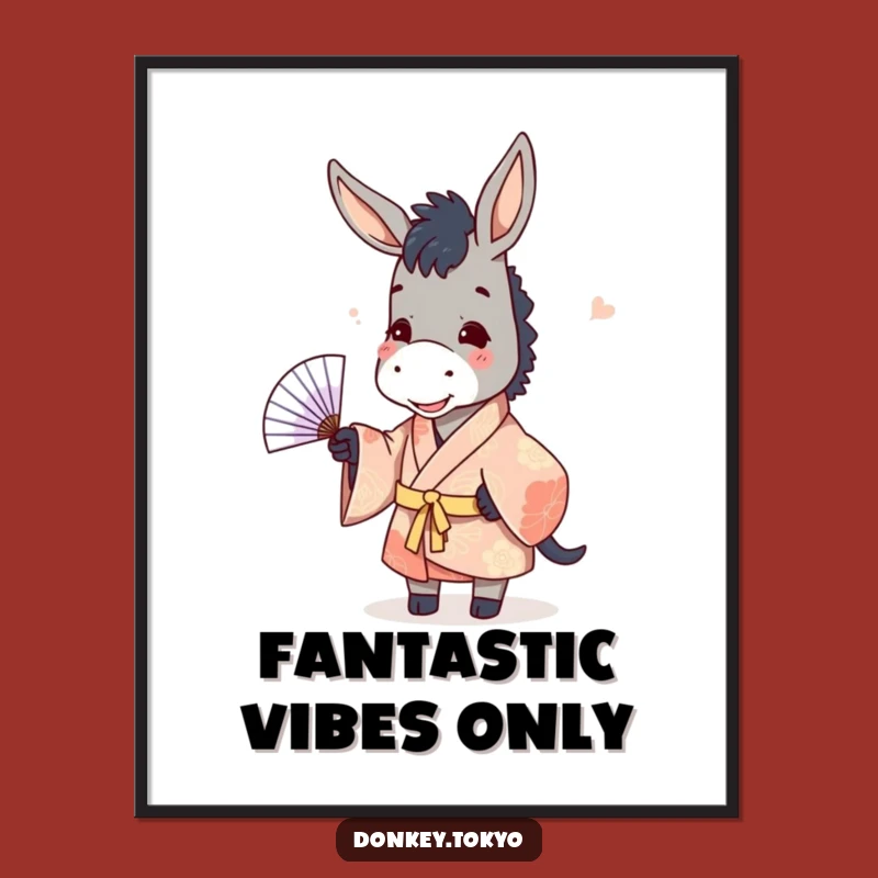 Funny Donkey Kimono Fan Toss Poster: Whimsical Wall Art for Giggles