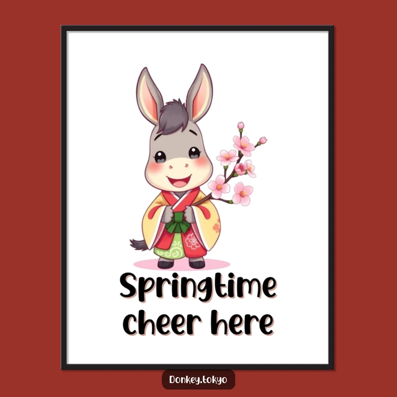 Jovial Donkey Kimono Poster: Colorful Art for Happy Spaces