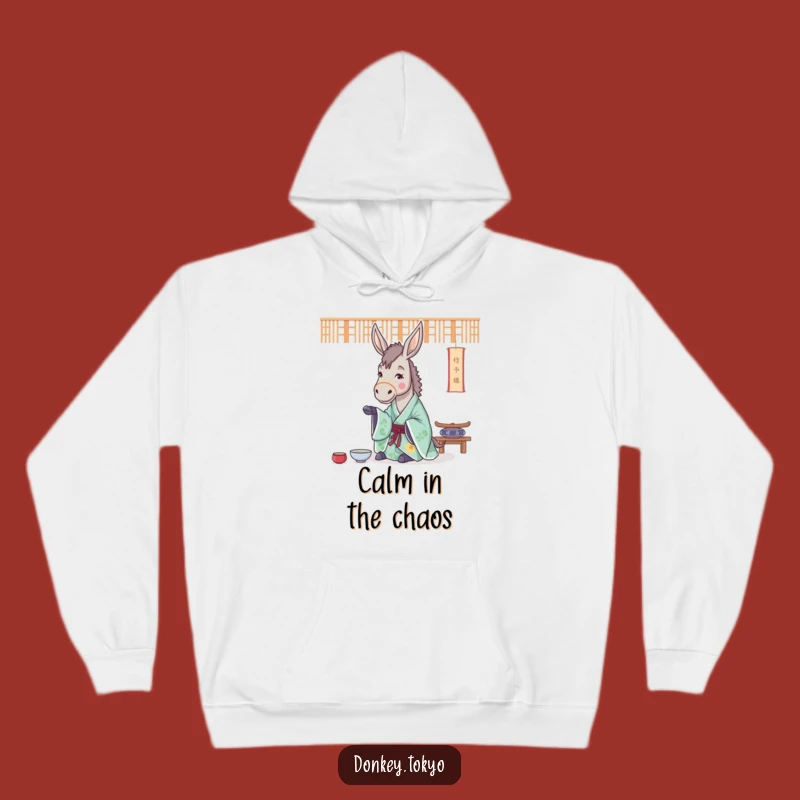 Funny Donkey Tea Ceremony Hoodie: Cozy Zen Wear, Ideal Humorous Gift