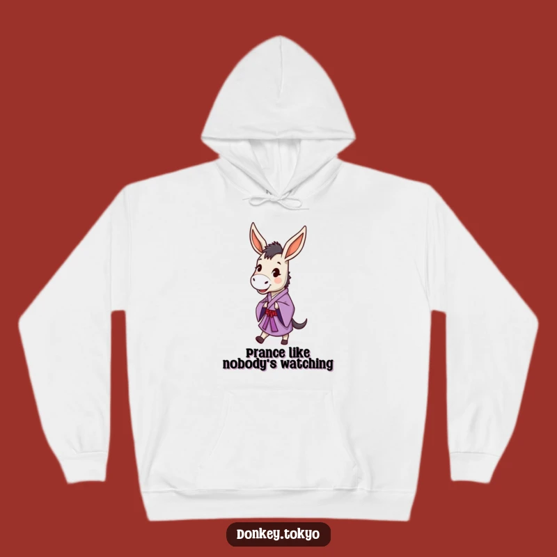 Cozy Funny Prancing Donkey Purple Kimono Hoodie, Happy Dancer, Warm & Hilarious Gift