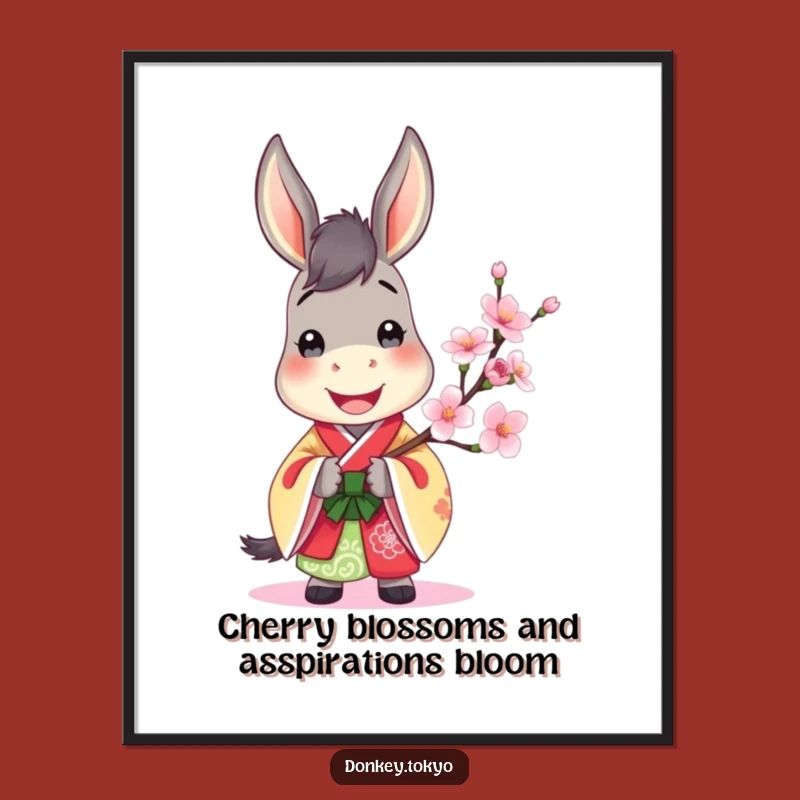 Free Printable Donkey Art: Jolly Kimono Cherry Blossom Downloadable