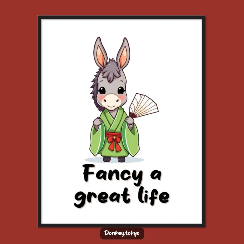 Free Printable Wall Art: Graceful Donkey in Kimono, Funny Downloadable Decor
