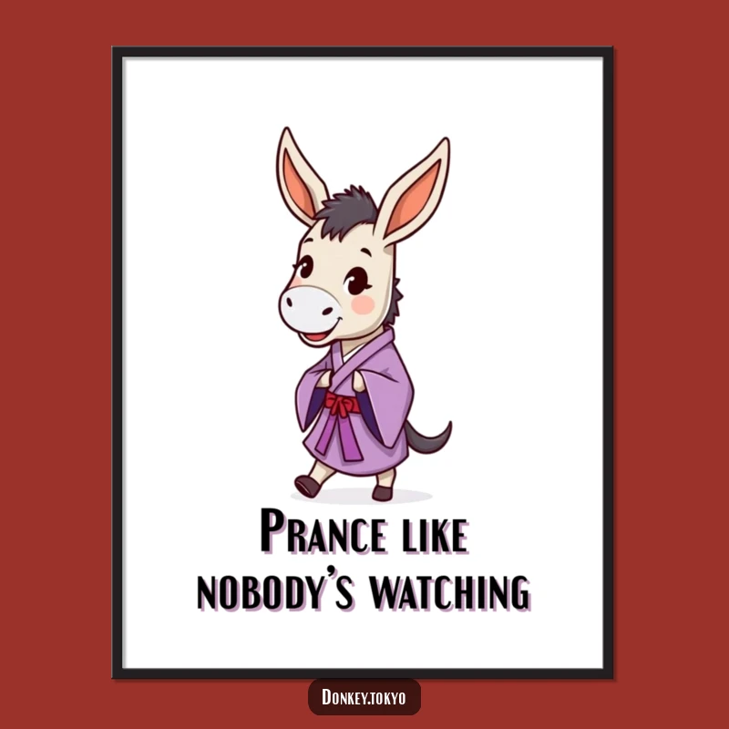 Free Printable Wall Art: Happy Donkey Prancing, Funny Downloadable Decor