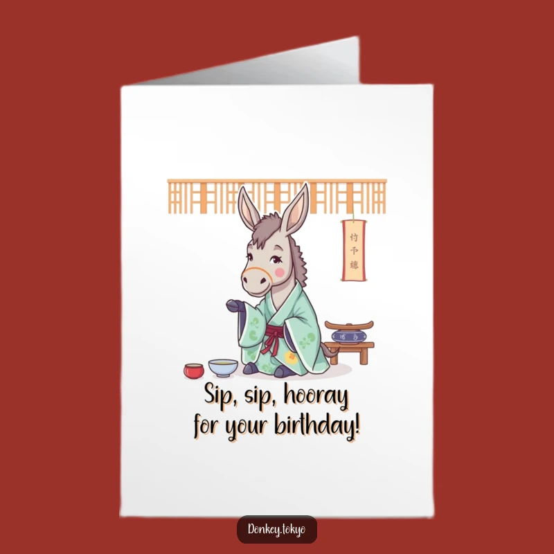 Free Printable Funny Birthday Card: Donkey Tea Master, Perfect Downloadable Gift