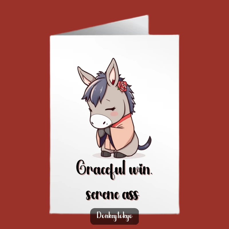 Free Printable Elegant Donkey Congrats Card: Graceful Bow Downloadable Gift