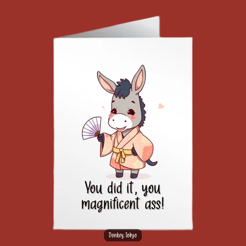 Free Printable Funny Donkey Congrats Card: Playful Fan Toss Downloadable Gift