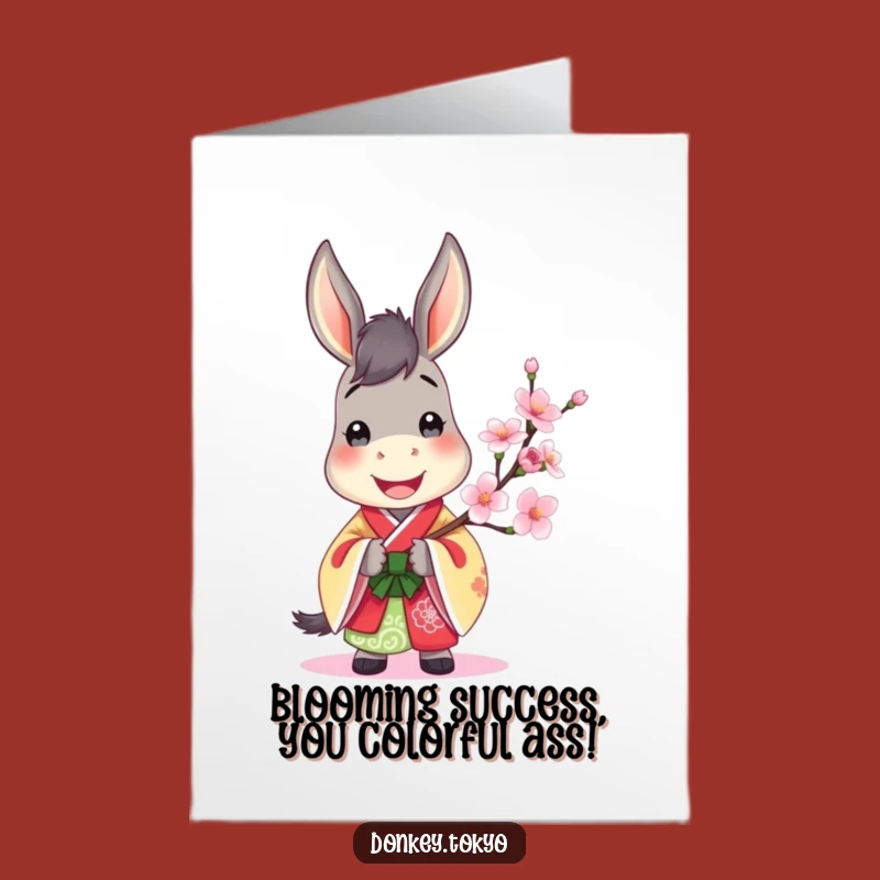Free Printable Jolly Donkey Congrats Card: Cherry Blossom Downloadable Joy