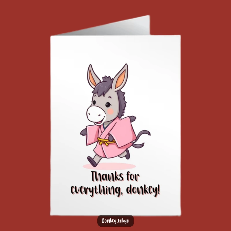 Free Printable Donkey Thank You Card: Funny Kimono, Express Gratitude!