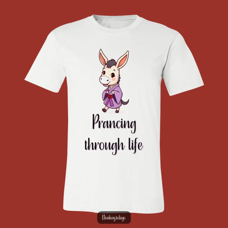 Funny Prancing Donkey Purple Kimono T-Shirt, Happy Dancer, Hilarious Gift for Fun Lovers